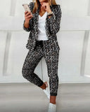 Autumn Two Piece Sets Women Printted Elegant Blazer & Pants Set Outifits Fashion Tracksuits Casual Elegant Female