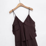 Fongt Women's Clothing Explosion Fashion Sexy V-Neck Folding Trim Sling Dress