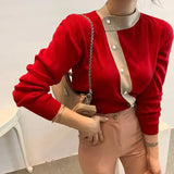 New 2021 Women's Sweaters Autumn Winter Fashionable Elegant Lady Pearl Buttons Short Cardigans Vintage Tops