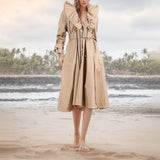 Fongt Female Senior Sense Long Summer 2024 New Casual Rope V Collar Women's Small Long Coat-Outfit