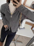 New 2022 Short Cardigans Zipper Hooded Thicken Knitted Wild Korean Lady Winter Spring Women's Sweaters Top