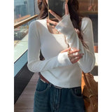 Fongt Bottomed Women's 2024 New Spring And Autumn Gray Sweater To Collar Knitted Shirt High-End Feel Inside The