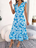 Shooting Spring And Summer Leisure Wood Ear Flowers Waist Dress Holiday Dress Women's