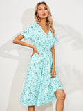 Women's Wear Station Summer Small Floral Print Short-Sleeved Dress-Outfit