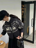 Buttoned Retro Printed Cardigan-Outfit