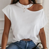 Tshirt Off Shoulder Short Sleeve White Solid Black Ladies Tshirts Halter 2020 Summer Fashion Casual T Shirts Tops
