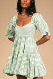 Gingham Babydoll Dress 703-0-Outfit