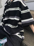 Contrast Color Hip Hop Oversized Stripe Short Sleeve