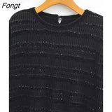 2023 Spring Autumn Women Sweaters Thin Solid Casual Shirt Pull Femme Vintage All Match Loose Pullovers O Neck