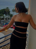 Black Slit Tube Maxi Dress-Outfit