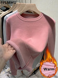 Winter Sweater Women Thicken Warm Knit Pullover Soft Plush Fleece Lined Sueter O-neck Malhas Tops New Slim Knitwear