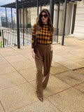 Brown N Yellow Diamond Printed Sweater-Outfit