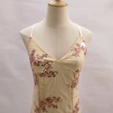 Extended Version Of The Popular Style Sequined Net Gauze Slim Tail Sexual Bare-Back Dress Long Dress-Outfit