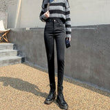 Fongt High-Waisted Jeans Women's Fall 2024 New Versatile Slim Slim Tight Pants-Outfit