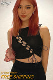 Top Cut Out Tank Top Solid Slim Crop Top Women Basic Corset 90s Tops Sleeveless Baby Tee Summer Streetwear Y2K