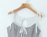 Striped Frill Strap Mini Dress-Outfit