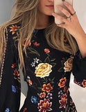 New Positioning Printed Bare-Back Long-Sleeved Dress In Stock-Outfit