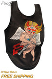 Women's Summer Vest Top Y2k Sexy Sleeveless Graphic Print Crop Tops Camisole Gothic Black T-shirt With Open Shoulders Tank