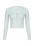 Lace Trim Knit Long Sleeve Crop Top-Outfit