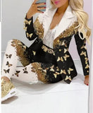 Spring Autumn Two Piece Set Women Office Tracksuits For Ladies Outfits Lapel Collar Double Breasted Blazer Suit Pants