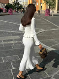 Fongt 2025 New Small Fragrant Wind Lotus Leaf Side V-Necked Ass Small Fishtail Dress LX0100