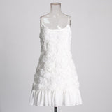 2025 Spring New Fashion Sexy Three-Dimensional Flowers Stitching Design Sense Hanging Lotus Side A-Shaped Dress
