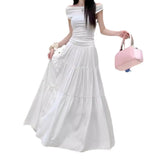 Fongt Drag Skirt Sunscreen Skirt 95Cm Female Large-Size Cake White Skirt Large Skirt Umbrella Skirt Wrinkled Skirt