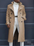 Fongt New Fashion Solid Color Collar Long-Sleeved Gentleman Coat Autumn And Winter Loose Coat In The Long Wind