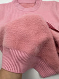Winter Sweater Women Thicken Warm Knit Pullover Soft Plush Fleece Lined Sueter O-neck Malhas Tops New Slim Knitwear
