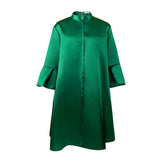 Fongt Large-Size Round-Neck Horn Sleeves Loose Thin-Skinny Casual Party Dress Girl Dress