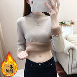 Ear One Velvet Turtleneck Sweater Slim Women's Sweater Autumn And Winter Soft Waxy Bottom Jacket Inside-Outfit