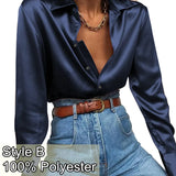 Satin Blouses Celmia 2021 Autumn Fashion Office Shirt Long Sleeve Solid Color Lapel Tops Loose Casual Blusas Sexy