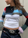 Color Block Striped Long Sleeve Bolero Cardigan-Outfit