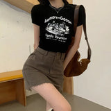 Fongt T-Shirt Female 2024 Summer New Ins Fashion Korean Version Half Sleeve Slim High Waist Crop Short Style Student Jacket