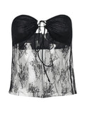Slit Sheer Mesh Bandeau Top-Outfit