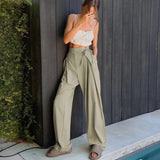 Loose Draggle-tail Trousers Straight High Waist
