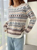 Fongt 2025 New Fair Island Round Collage Loose T-Freuffed Long-Sleeved Sweater Girl