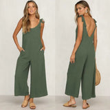 Neck Casual Backless Overalls