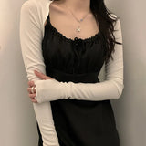New Summer Fashion Women's Wear Ultra-Short Solid Color Slim Long-Sleeved Sunscreen