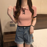 Spring New College Style Short Style Blouse POLO Collar Looks Thin And Cool With Age-Outfit
