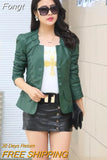 Autumn Leather Jacket Women Slim Patchwork Plus Size 4xl Red Leather Coat Woman Punk Moto Bikers Jacket Casaco