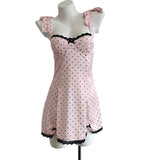 Fongt Style Collar Wave Point Sling Dress Woman 2025 New Summer High-End Feeling Waist-Back Sling Bow Skirt