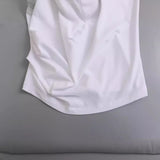 Spring Pleated Asymmetrical Cotton T-Shirt 0254338-Outfit