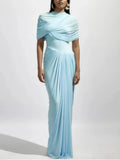 Fongt Spring And Summer Skin Retro Shawl Folding Feeling Straight Dress LX0139