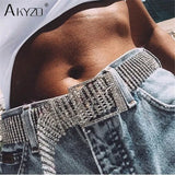 10 Rows Full Rhinestone Width 3.5 CM Waist Belts Women Diamante Crystal Chain Bride Wide Shiny Gold Silver Waist