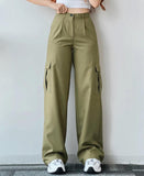 Fongt New Jump Casual Trousers Mid-Rise Three-Dimensional Pocket Trousers Waist-Up Trousers