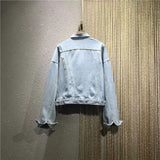 And Summer 2023 New Denim Outerwear Loose Diamond Chain Tassel Streetwear Turn-Down Collar Jacket