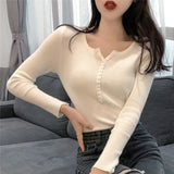 Women's Autumn And Winter Knitted Sweater With 2023 New High-End V Tie Bottom Slim White Long-Sleeved Blouse-Outfit