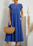 Fongt Solid Color Sleeveless Loose Cotton Into Pocket