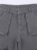 Vintage Star Print Boyfriend Fit Cargo Jeans-Outfit